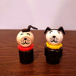 Fisher Price Little People Lucky Black Dog Yellow Red Collar Wood Rivet Ear Lot